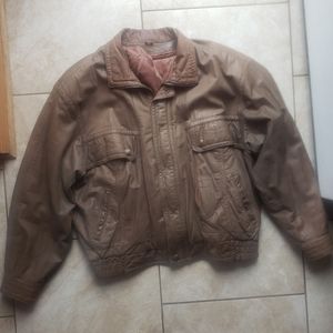 Reed Sportswear Vintage brown Leather Bomber Jacket Brown removable liner 48L